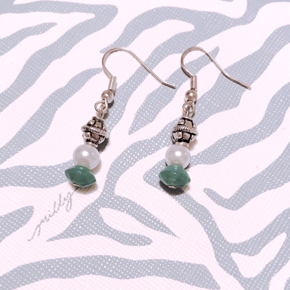 Silver and Teal Boho Drop Earrings